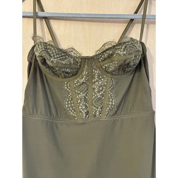 Urban Outfitters Light Before Dark Modern Love Olive Green Mini Dress - Small - Picture 6 of 7